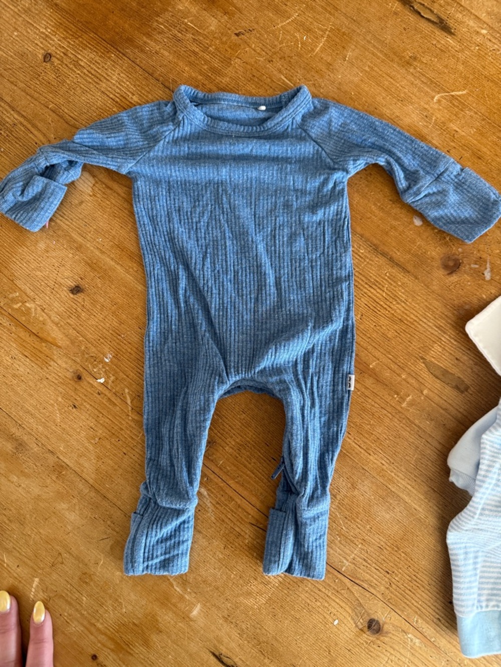 Little Sleepies Blue Ribbed Footie One-Piece